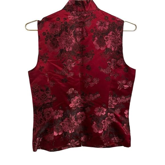 Ann Taylor Silk Blend Maroon Floral Sleeveless Vest Size 6 - Picture 5 of 6